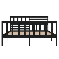 Cadre De Lit Noir Bois Massif 120x190 Cm Petit Double 3 -Magasin De Meubles De Chambre À Coucher cadre de lit noir bois massif 120x190 cm petit double 3666722743648 1438774