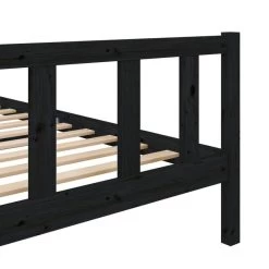 Cadre De Lit Noir Bois Massif 120x190 Cm Petit Double 3 -Magasin De Meubles De Chambre À Coucher cadre de lit noir bois massif 120x190 cm petit double 3666722743648 1438777