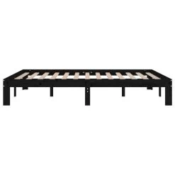 Cadre De Lit Noir Bois Massif 135x190 Cm Double 8 -Magasin De Meubles De Chambre À Coucher cadre de lit noir bois massif 135x190 cm double 3666722874847 1469281