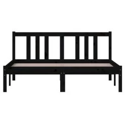 Cadre De Lit Noir Bois Massif 135x190 Cm Double -Magasin De Meubles De Chambre À Coucher cadre de lit noir bois massif 135x190 cm double 3666722941013 1507762