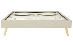 Cadre De Lit 140x190 Cm Avec Sommier Tissu Beige Lony