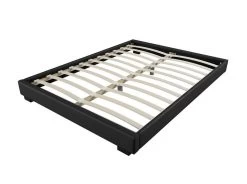 Cadre De Lit Simili Cuir Noir Avec Sommier à Lattes 160x200 Cm Lony