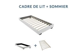 Cadre De Lit Simili Cuir Noir Avec Sommier à Lattes 160x200 Cm Lony -Magasin De Meubles De Chambre À Coucher cadre de lit simili cuir noir avec sommier a lattes 160x200 cm lony 255875