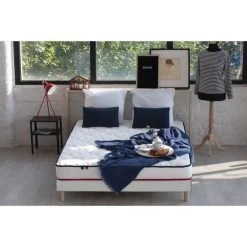 CONFORT DESIGN Ensemble FRENCHY Matelas + Sommier 140x190 - Mémoire De Forme - 100% Français - 2 Oreillers Inclus