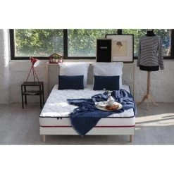 CONFORT DESIGN Ensemble FRENCHY Matelas + Sommier 160x200 Cm - Mémoire De Forme - 100% Français - 2 Oreillers Inclus