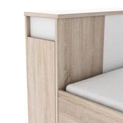 DETROIT Tete De Lit Chevets Intégrés Contemporain Décor Chene Brossé Et Blanc Perle - L 145,4 Cm -Magasin De Meubles De Chambre À Coucher detroit tete de lit chevets integres contemporain decor chene brosse et blanc perle l 145 4 cm 3397704274149 451096