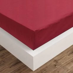 Draps De Lit 2 Pièces 160 X 200 Cm Coton Bordeaux -Magasin De Meubles De Chambre À Coucher draps de lit 2 pieces 160 x 200 cm coton bordeaux 8718475515029 867568