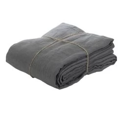Housse De Couette 100% Lin Lavé Anthracite 260x240cm