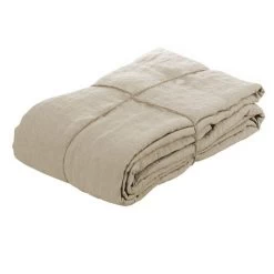 Housse De Couette 100% Lin Lavé Beige 240x220cm