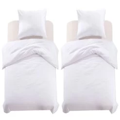 Jeu De Housse De Couette Blanc 155x200/80x80 Cm