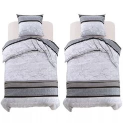 Jeu De Housse De Couette Motif Floral Rayé 155x220/80x80 Cm 2