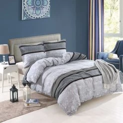 Jeu De Housse De Couette Motif Floral Rayé 155x220/80x80 Cm 2 -Magasin De Meubles De Chambre À Coucher jeu de housse de couette motif floral raye 155x220 80x80 cm 8718475595557 648915