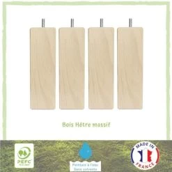 Jeu De Pieds Carrés En Bois - L 6 X L 6 X H 19 Cm - Lot De 4