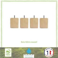 Jeu De Pieds Carrés En Bois - L 7 X L 7 X H 8,5 Cm - Lot De 4