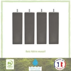 Jeu De Pieds Carrés L 5,4 Cm X L 5,4 Cm H 14,5 Cm - Taupe - Lot De 4