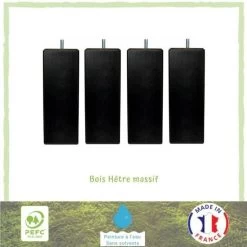Jeu De Pieds Carrés L 6 Cm X L 6 Cm H 17 Cm - Noir - Lot De 4
