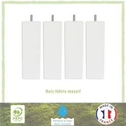 Jeu De Pieds Carrés L 6 Cm X L 6 Cm H 19 Cm - Blanc - Lot De 4