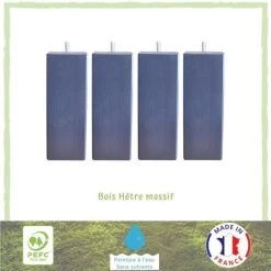 Jeu De Pieds Carrés L 6 X L 6 X H 24,5 Cm Gris Anthracite - Lot De 4