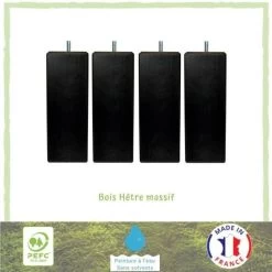 Jeu De Pieds Carrés L 6 X L 6 X H 24,5 Cm Noir - Lot De 4