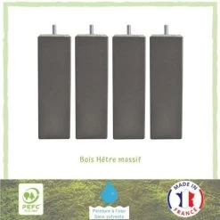 Jeu De Pieds Carrés L 6 X L 6 X H 24,5 Cm Taupe - Lot De 4