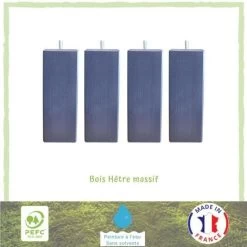 Jeu De Pieds Carrés L 7 Cm X L 7 Cm H 14,5 Cm - Gris Anthracite - Lot De 4