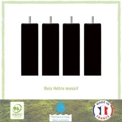 Jeu De Pieds Carrés L 7 Cm X L 7 Cm H 14,5 Cm - Noir - Lot De 4