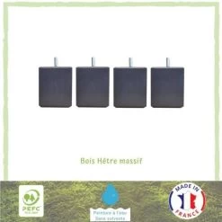 Jeu De Pieds Carrés L 7 Cm X L 7 Cm H 8,5 Cm - Gris Anthracite - Lot De 4