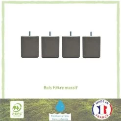 Jeu De Pieds Carrés L 7 Cm X L 7 Cm H 8,5 Cm - Taupe - Lot De 4