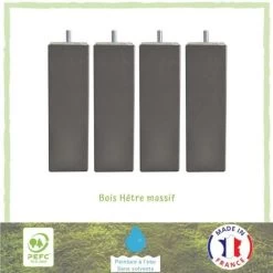 Jeu De Pieds Carrés L 7 X L 7 X H 19 Cm Taupe - Lot De 4