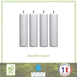 Jeu De Pieds Cylindriques Ø 6,2 Cm H 19 Cm Blanc - Lot De 4