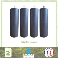 Jeu De Pieds Cylindriques Ø 6,2 Cm H 24,5 Cm Gris Anthracite - Lot De 4