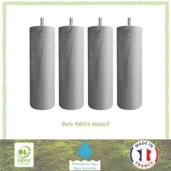 Jeu De Pieds Cylindriques Ø 6,2 Cm H 24,5 Cm Gris Métal - Lot De 4