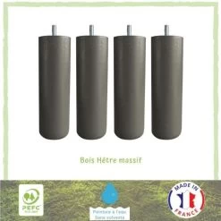 Jeu De Pieds Cylindriques Ø 6,2 Cm H 24,5 Cm Taupe - Lot De 4