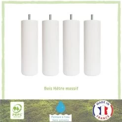Jeu De Pieds Cylindriques Ø 6,2 H 17 Cm Blanc - Lot De 4