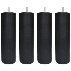 Jeu De Pieds Cylindriques Ø 6,2 H 17 Cm Noir - Lot De 4