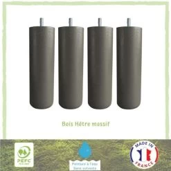 Jeu De Pieds Cylindriques Ø 6,2 H 17 Cm Taupe - Lot De 4