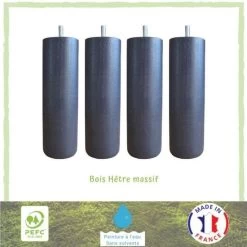 Jeu De Pieds Cylindriques Ø 7 Cm H 17 Cm Gris Anthracite - Lot De 4