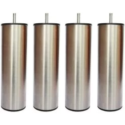 Jeu De Pieds Cylindriques Inox Brossé Saturne Ø 5 H 14,5 Cm - Lot De 4
