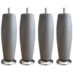 Jeu De Pieds Elegance Ronds Ø 6 H 19 Cm Gris Métal - Lot De 4