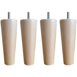 Jeu De Pieds Fuseau Ronds Droit En Bois Ø 5,4 Cm - H 14,5 Cm - Lot De 4