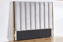 Lit 160x200 Cm Avec Coffre De Rangement Et Tête De Lit Velours Gris Et Laiton Pika -Magasin De Meubles De Chambre À Coucher lit 160x200 cm avec coffre de rangement et tete de lit velours gris et laiton pika 685612