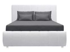 Lit Adulte 140 X 190 Cm + Coffre De Rangement - Simili Blanc - Sommier Inclus - CLOUD