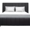 Lit Adulte 140 X 190 Cm + Coffre De Rangement - Simili Noir - Sommier Inclus - CLOUD