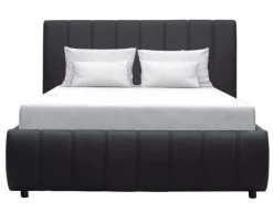 Lit Adulte 140 X 190 Cm + Coffre De Rangement - Simili Noir - Sommier Inclus - CLOUD