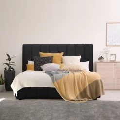Lit Adulte 140 X 190 Cm + Coffre De Rangement - Simili Noir - Sommier Inclus - CLOUD -Magasin De Meubles De Chambre À Coucher lit adulte 140 x 190 cm coffre de rangement simili noir sommier inclus cloud 3612400226422 494179