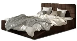 Lit Avec Coffre De Rangement 160x200 Cm Capitonné Simili Cuir Marron Kandy