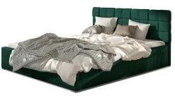 Lit Avec Coffre De Rangement 160x200 Cm Capitonné Velours Vert Kandy