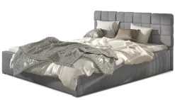 Lit Avec Coffre De Rangement 180x200 Cm Capitonné Velours Gris Kandy