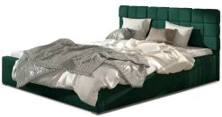 Lit Avec Coffre De Rangement 180x200 Cm Capitonné Velours Vert Kandy