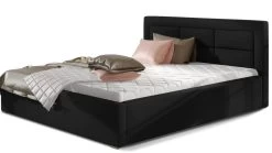 Lit Avec Coffre Et Tête De Lit Capitonnée Simili Cuir Noir Rizaro